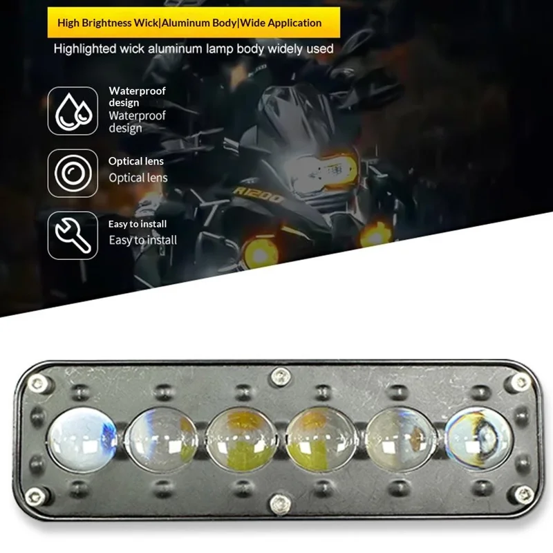 6-LED Car Work Light 26W 5200LM Yellow and White Light Auxiliary Driving Lamp for Motorcycle Truck ATV
