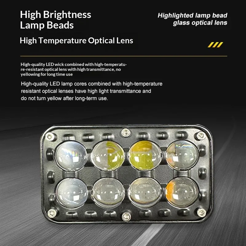8-LED Car Work Light 26W 5200LM Yellow and White Light Auxiliary Driving Lamp for Motorcycle Truck ATV