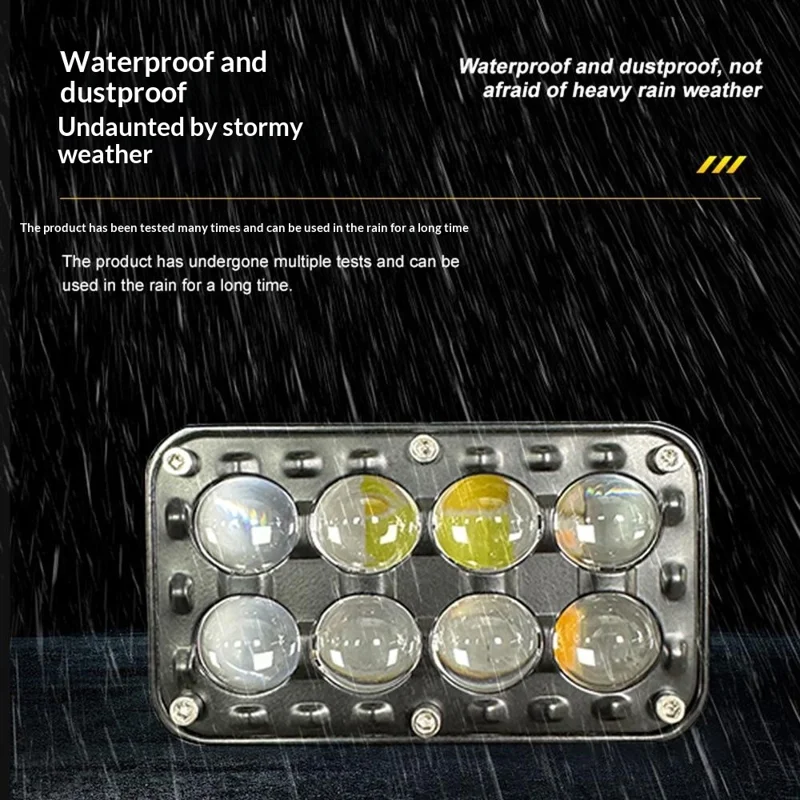 8-LED Car Work Light 26W 5200LM Yellow and White Light Auxiliary Driving Lamp for Motorcycle Truck ATV