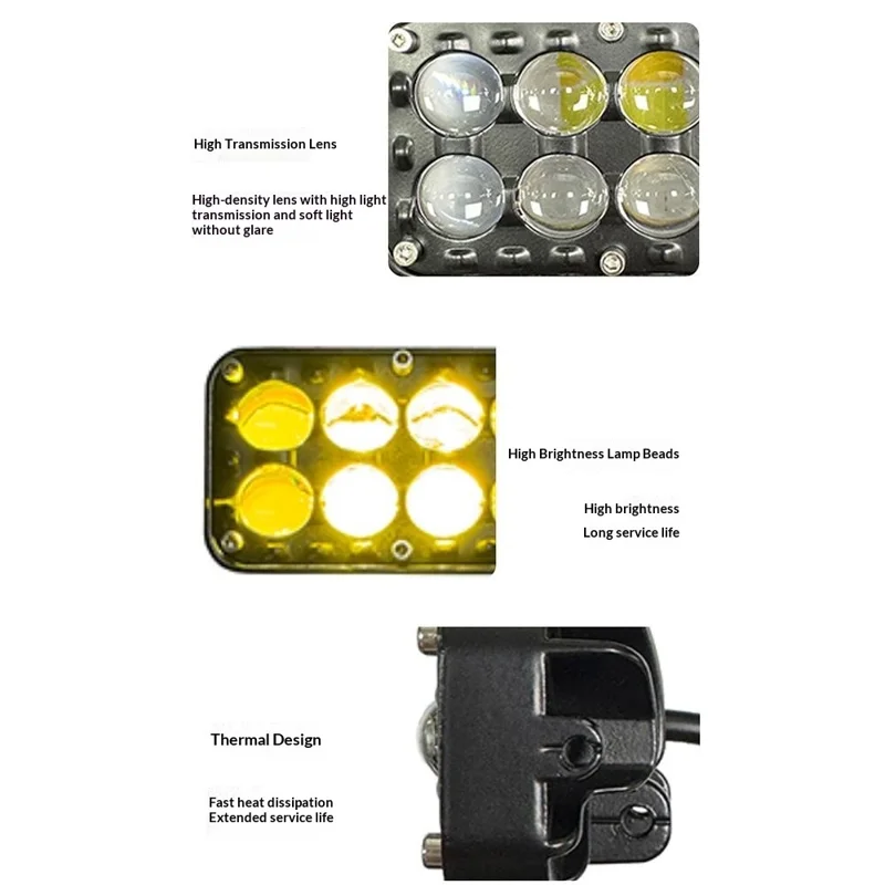 8-LED Car Work Light 26W 5200LM Yellow and White Light Auxiliary Driving Lamp for Motorcycle Truck ATV