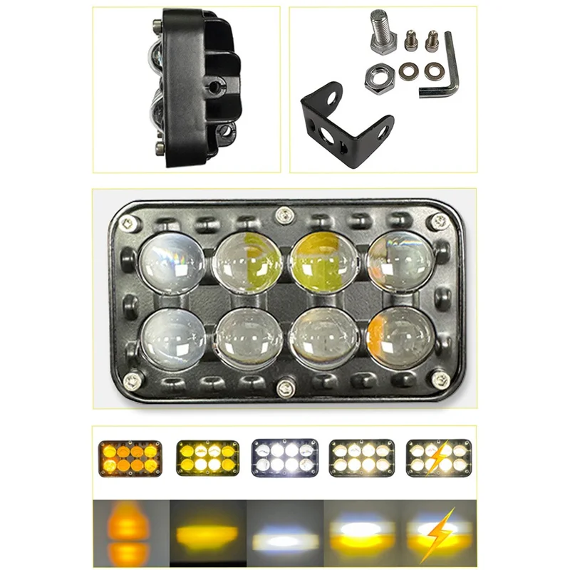 8-LED Car Work Light 26W 5200LM Yellow and White Light Auxiliary Driving Lamp for Motorcycle Truck ATV