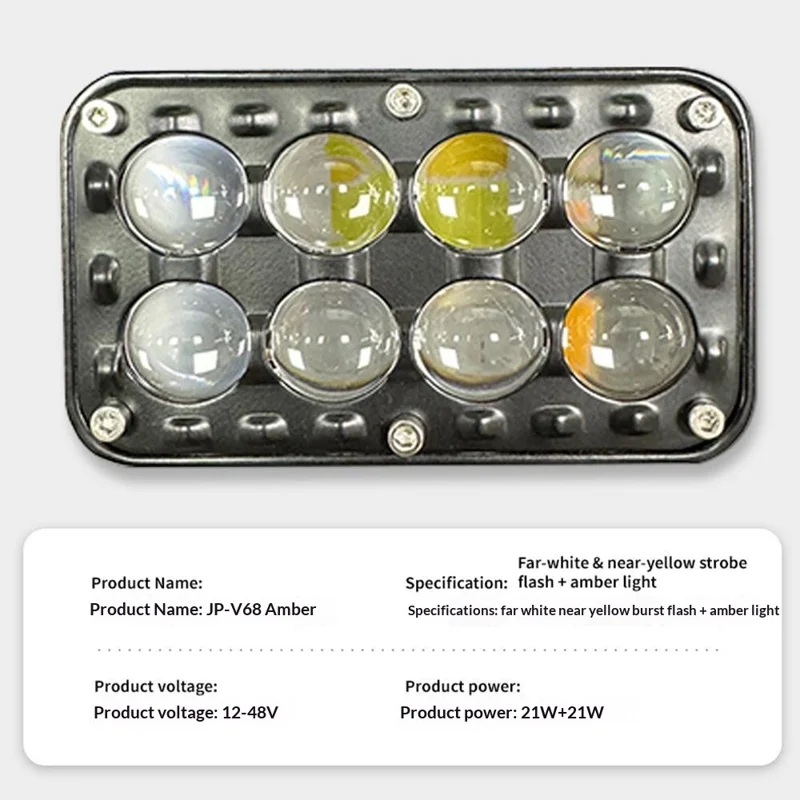 8-LED Car Work Light 26W 5200LM Yellow and White Light Auxiliary Driving Lamp for Motorcycle Truck ATV