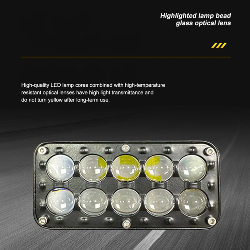 10-LED Car Work Light 27W 5200LM Yellow and White Light Auxiliary Driving Lamp for Motorcycle Truck ATV