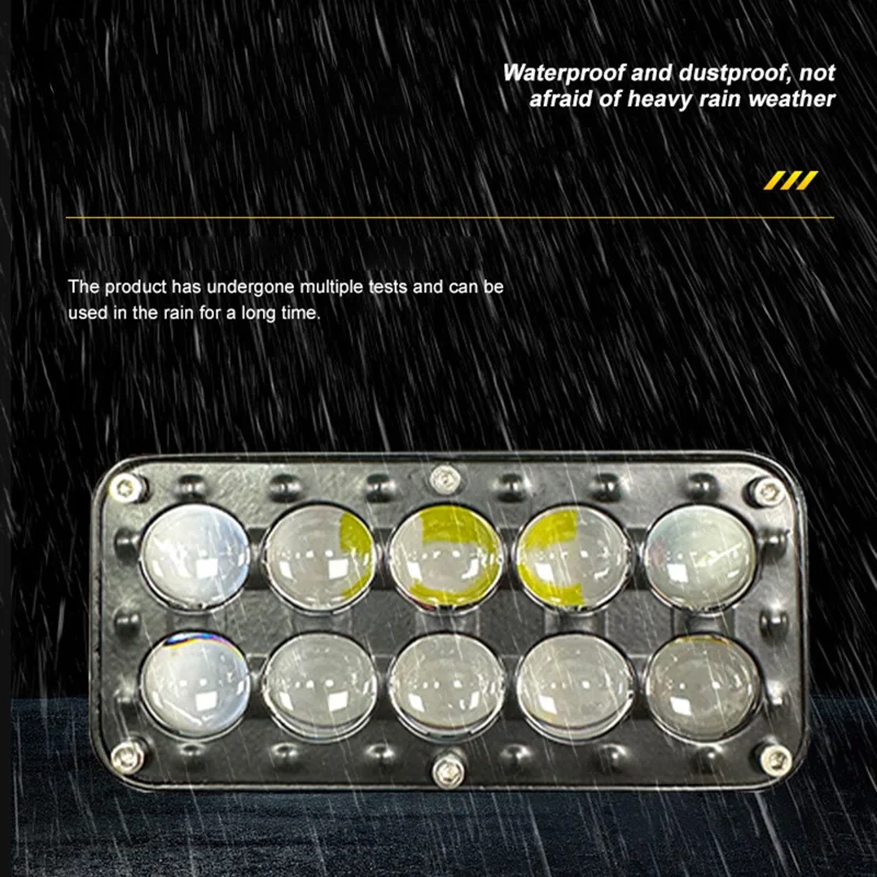 10-LED Car Work Light 27W 5200LM Yellow and White Light Auxiliary Driving Lamp for Motorcycle Truck ATV
