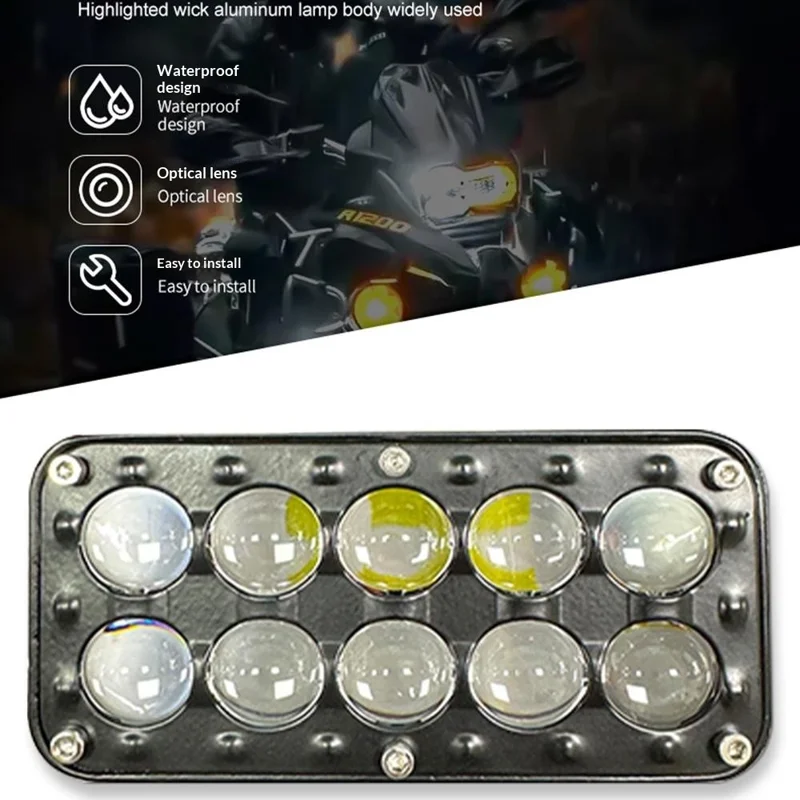 10-LED Car Work Light 27W 5200LM Yellow and White Light Auxiliary Driving Lamp for Motorcycle Truck ATV