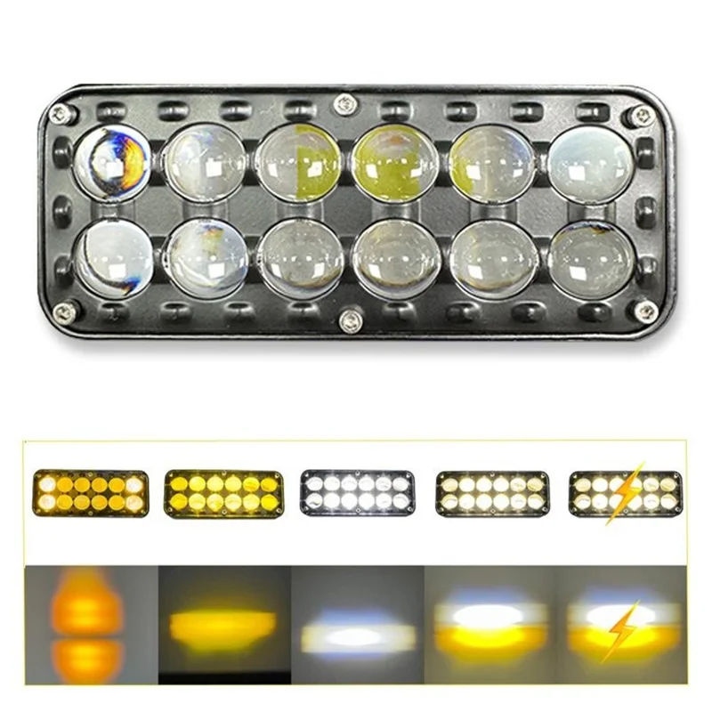 12-LED Car Work Light 29W 5200LM Yellow and White Light Auxiliary Driving Lamp for Motorcycle Truck ATV