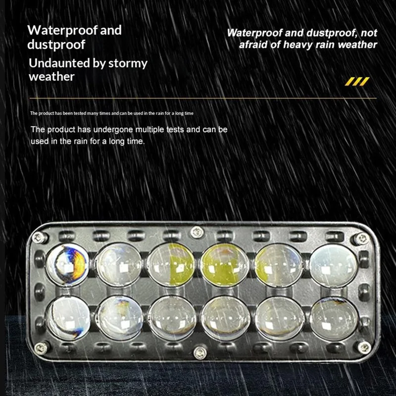 12-LED Car Work Light 29W 5200LM Yellow and White Light Auxiliary Driving Lamp for Motorcycle Truck ATV