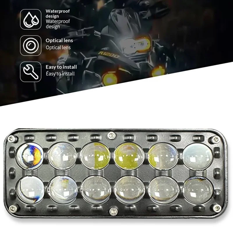 12-LED Car Work Light 29W 5200LM Yellow and White Light Auxiliary Driving Lamp for Motorcycle Truck ATV