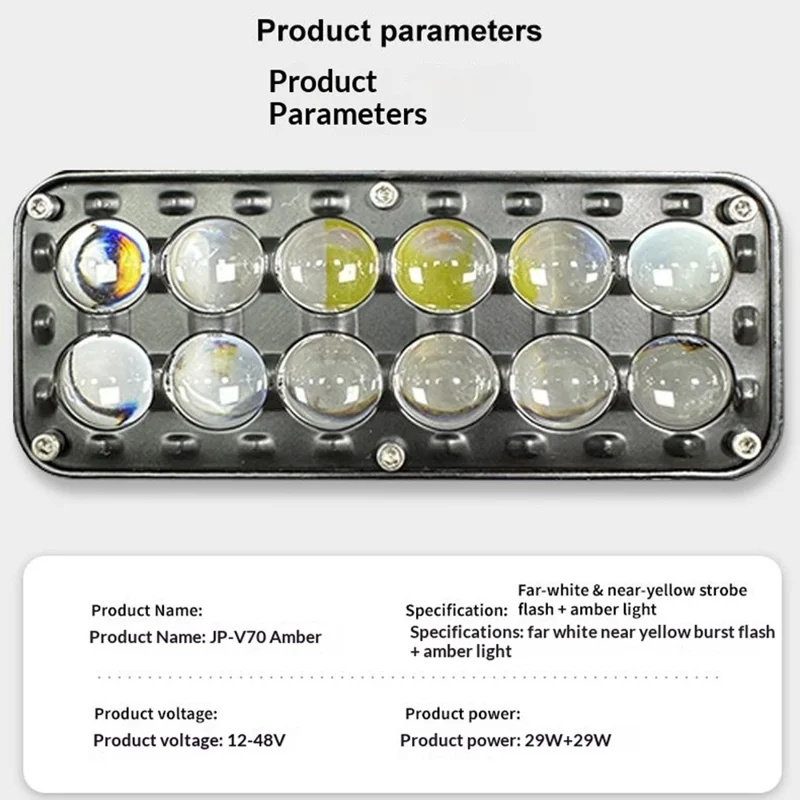 12-LED Car Work Light 29W 5200LM Yellow and White Light Auxiliary Driving Lamp for Motorcycle Truck ATV
