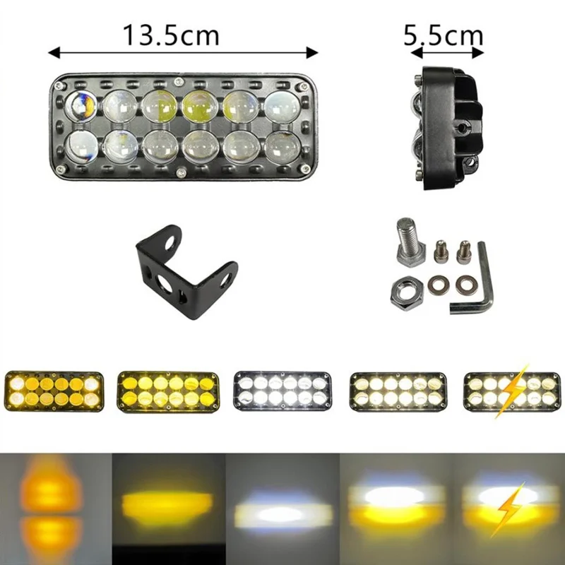 12-LED Car Work Light 29W 5200LM Yellow and White Light Auxiliary Driving Lamp for Motorcycle Truck ATV