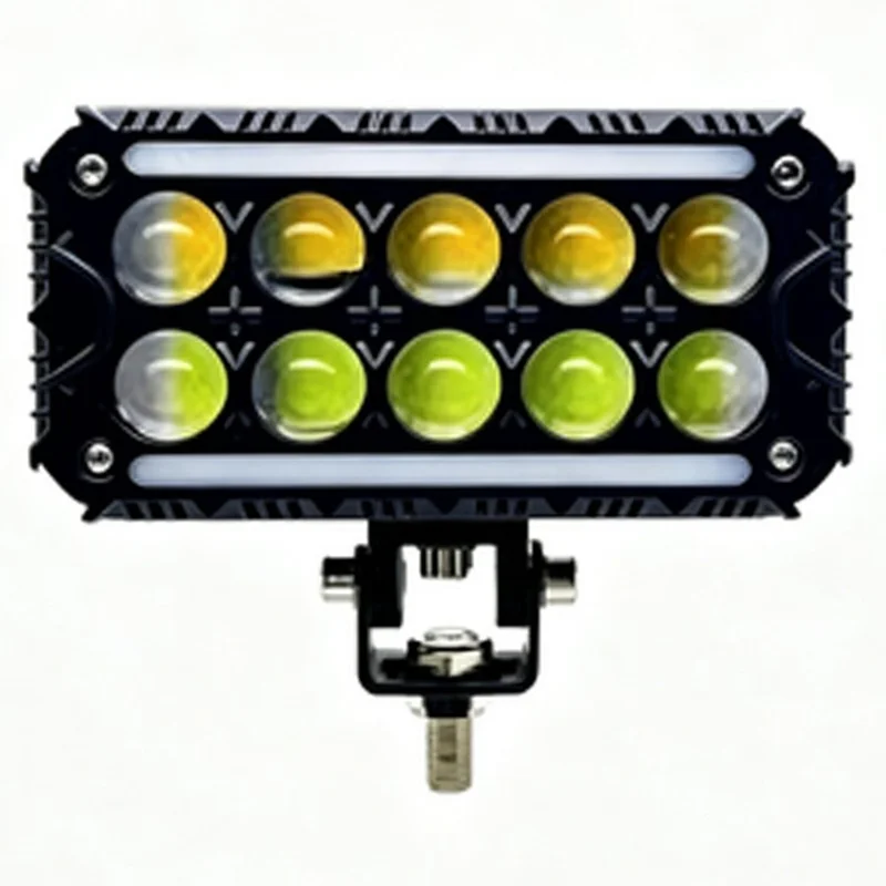 Faro Lavoro 10 LED Giallo e Bianco Dual Color IP67 Impermeabile per ATV Moto Auto - Nero
