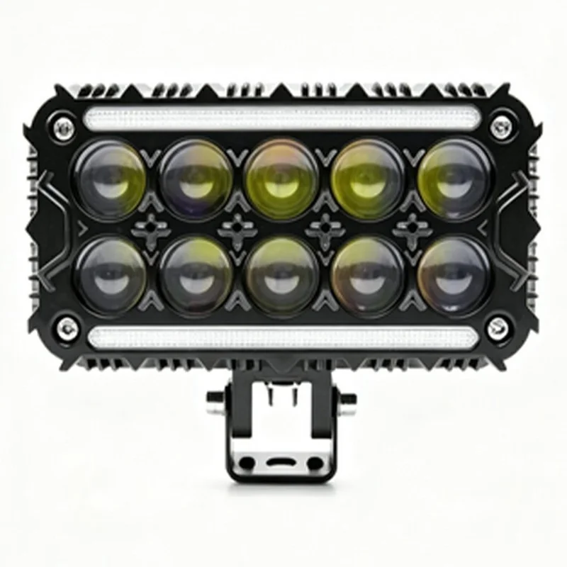 Faro Lavoro 10 LED Giallo e Bianco Dual Color IP67 Impermeabile per ATV Moto Auto - Nero