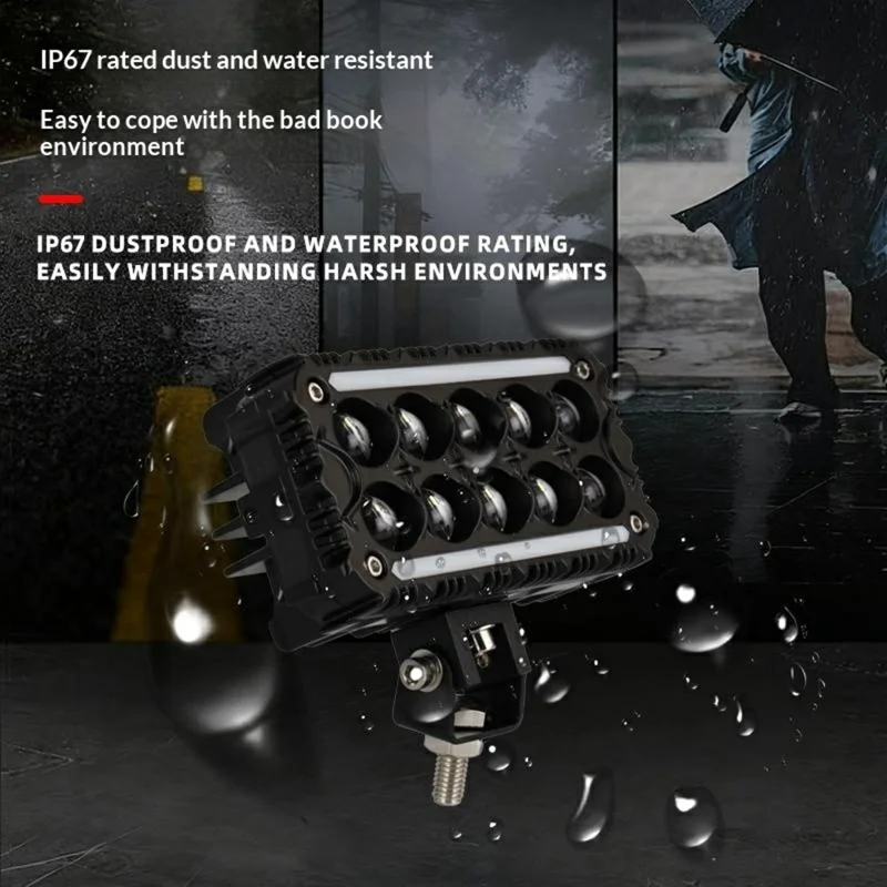 Faro Lavoro 10 LED Giallo e Bianco Dual Color IP67 Impermeabile per ATV Moto Auto - Nero