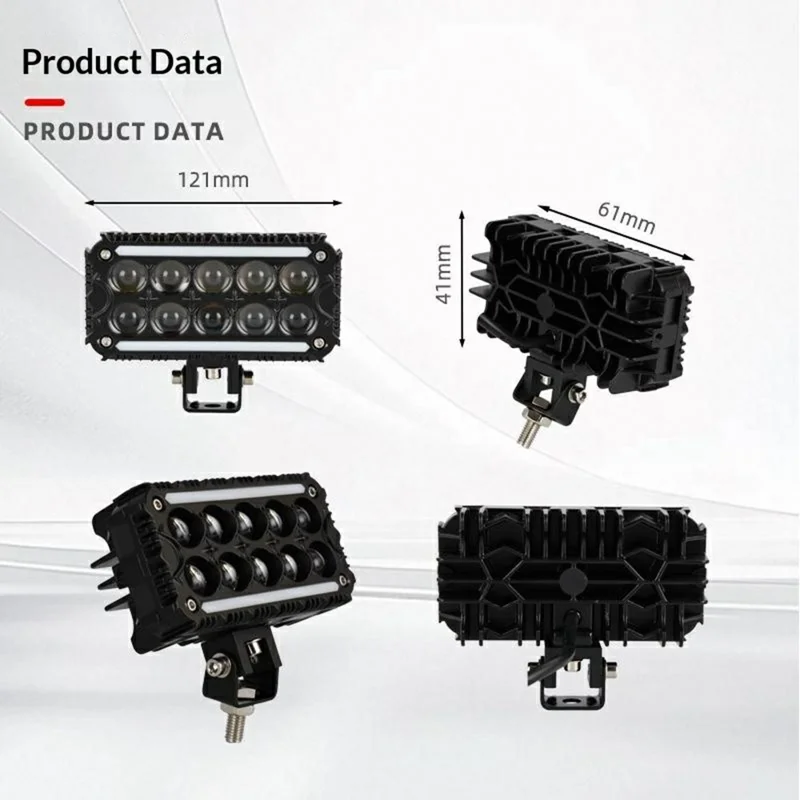 Faro Lavoro 10 LED Giallo e Bianco Dual Color IP67 Impermeabile per ATV Moto Auto - Nero