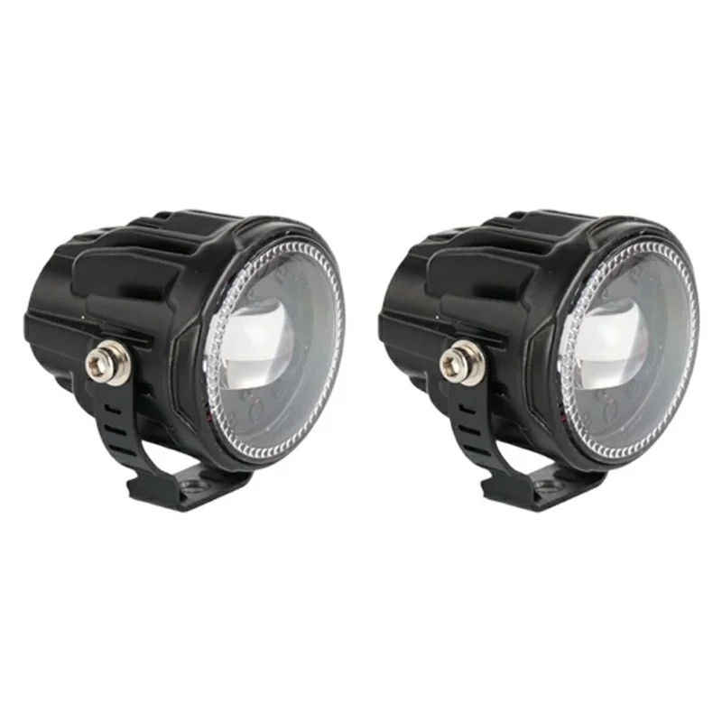 V96A 2Pcs Round LED Spotlight IP67 Waterproof 25W 12000LM Driving Warning Lamp for Car Motorcycle ATV - Black