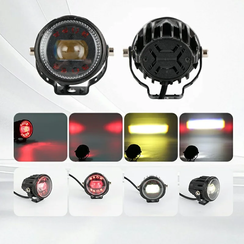 V96A 2Pcs Round LED Spotlight IP67 Waterproof 25W 12000LM Driving Warning Lamp for Car Motorcycle ATV - Black