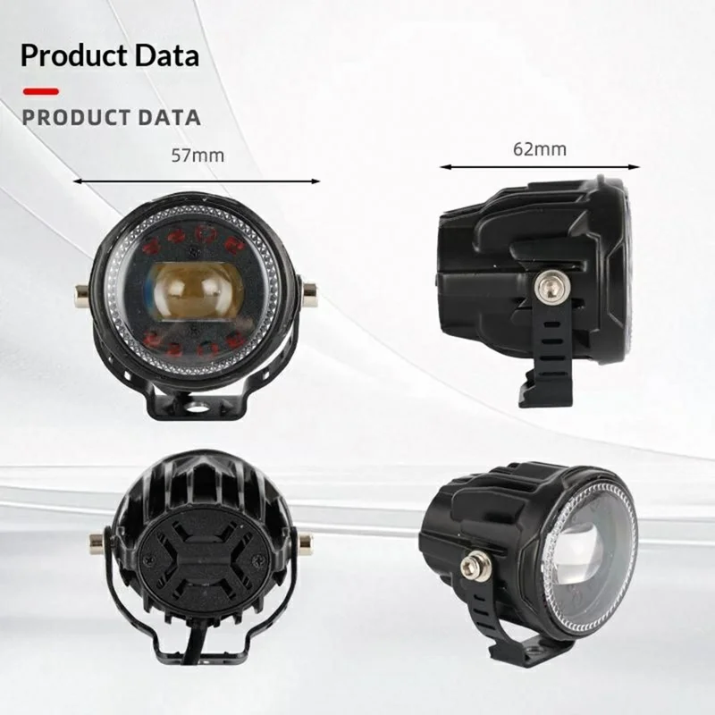 V96A 2Pcs Round LED Spotlight IP67 Waterproof 25W 12000LM Driving Warning Lamp for Car Motorcycle ATV - Black
