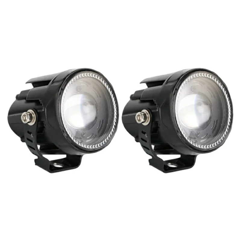 V96B 2Pcs IP67 Waterproof Driving Warning Lamp 25W 12000LM Round LED Spotlight for Car Motorcycle ATV - Black