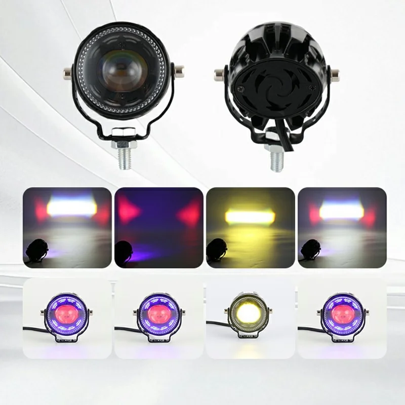 V96B 2Pcs IP67 Waterproof Driving Warning Lamp 25W 12000LM Round LED Spotlight for Car Motorcycle ATV - Black