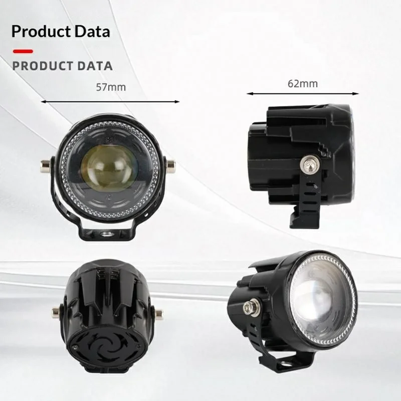 V96B 2Pcs IP67 Waterproof Driving Warning Lamp 25W 12000LM Round LED Spotlight for Car Motorcycle ATV - Black