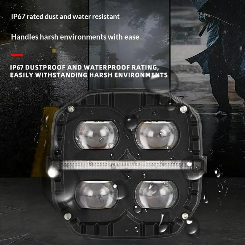 Projecteur LED étanche IP67 65 W 12000 lm lumière jaune et blanche avec feu de circulation ambré - Noir