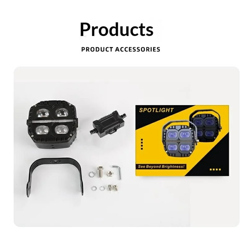 Projecteur LED étanche IP67 65 W 12000 lm lumière jaune et blanche avec feu de circulation ambré - Noir