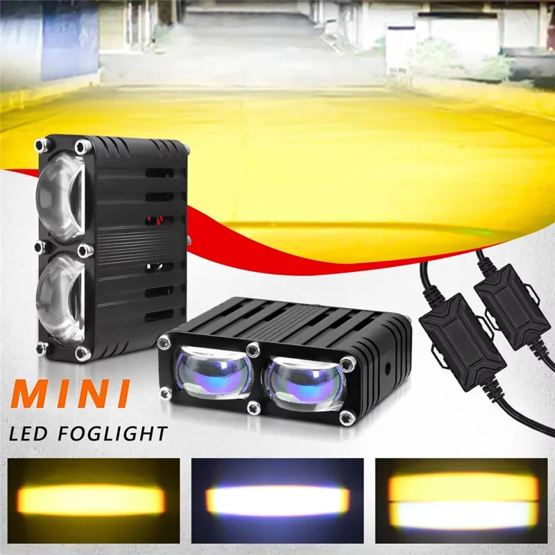 2 pièces de projecteur à 2 LED 12000 lm 30 W, projecteur pour moto, voiture, VTT, lumière étanche IP67 - Noir