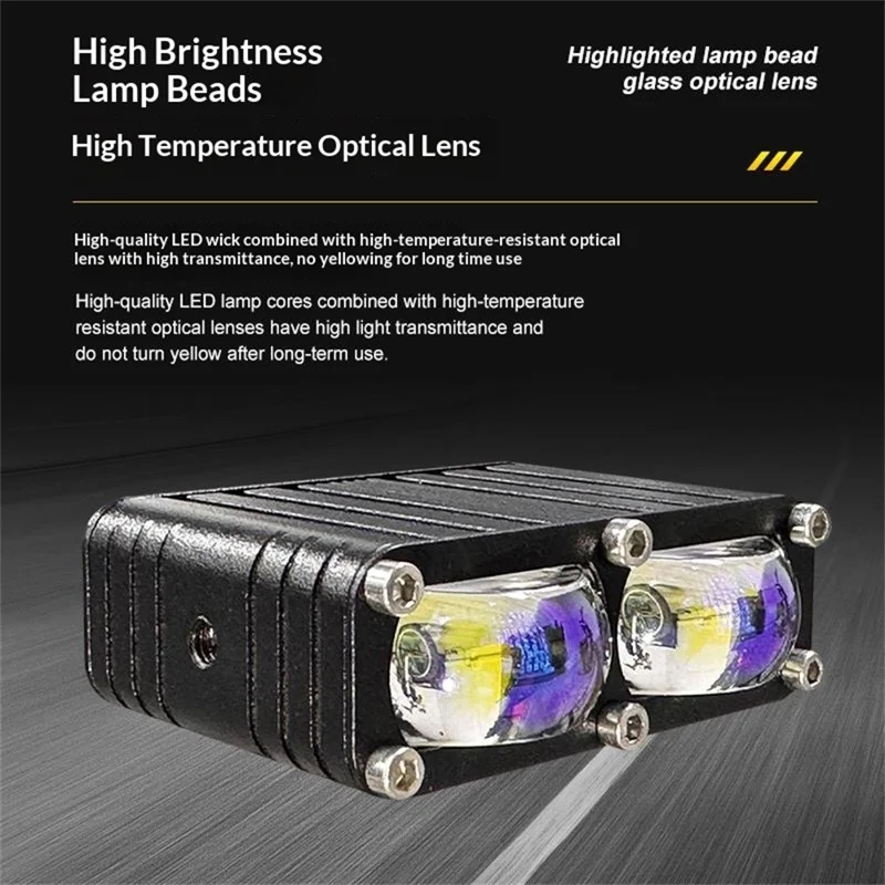 2 pièces de projecteur à 2 LED 12000 lm 30 W, projecteur pour moto, voiture, VTT, lumière étanche IP67 - Noir