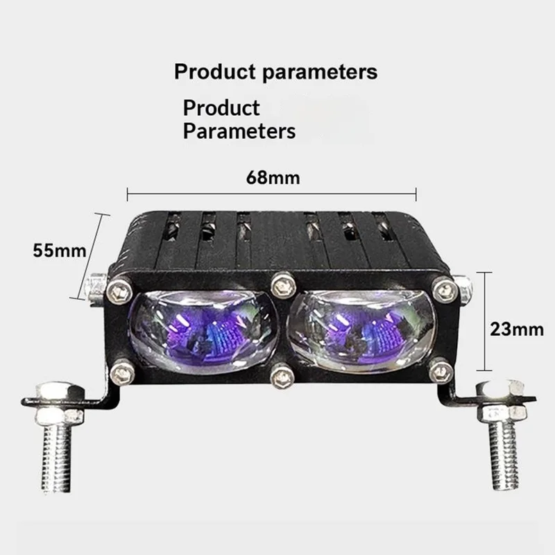 2 pièces de projecteur à 2 LED 12000 lm 30 W, projecteur pour moto, voiture, VTT, lumière étanche IP67 - Noir