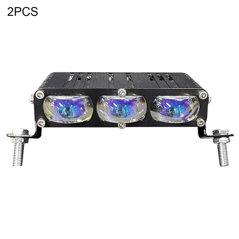 2 pièces de projecteur à 3 LED 12000 lm 40 W, projecteur pour moto, voiture, VTT, lumière étanche IP67 - Noir