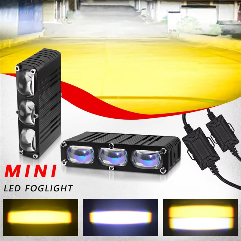 2 pièces de projecteur à 3 LED 12000 lm 40 W, projecteur pour moto, voiture, VTT, lumière étanche IP67 - Noir