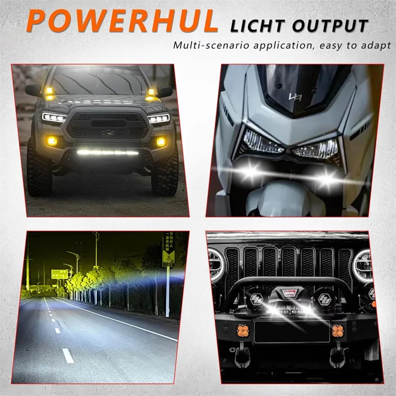 2 pièces de projecteur à 3 LED 12000 lm 40 W, projecteur pour moto, voiture, VTT, lumière étanche IP67 - Noir