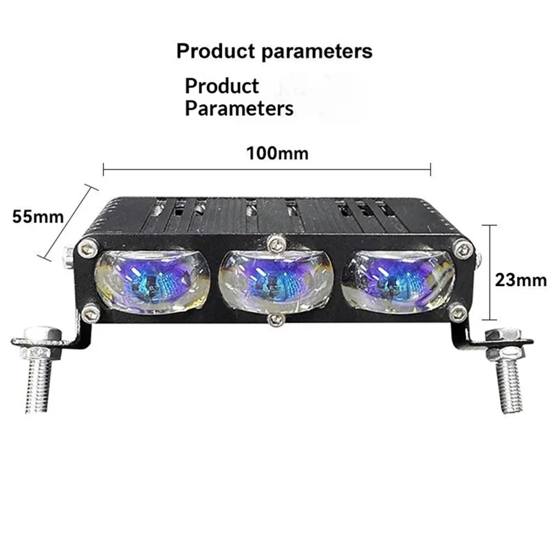 2 pièces de projecteur à 3 LED 12000 lm 40 W, projecteur pour moto, voiture, VTT, lumière étanche IP67 - Noir
