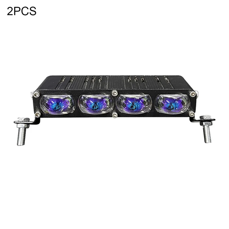 2 pièces de projecteur à 4 LEDs 12000LM 50W, projecteur pour moto, voiture, VTT, lumière étanche IP67 - Noir