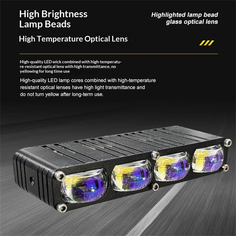 2 pièces de projecteur à 4 LEDs 12000LM 50W, projecteur pour moto, voiture, VTT, lumière étanche IP67 - Noir