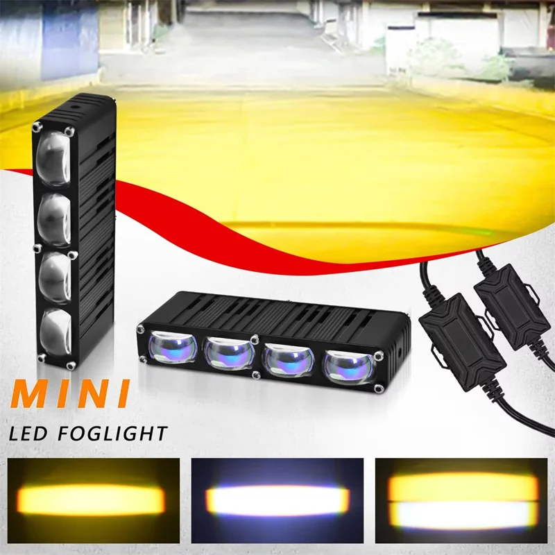 2 pièces de projecteur à 4 LEDs 12000LM 50W, projecteur pour moto, voiture, VTT, lumière étanche IP67 - Noir