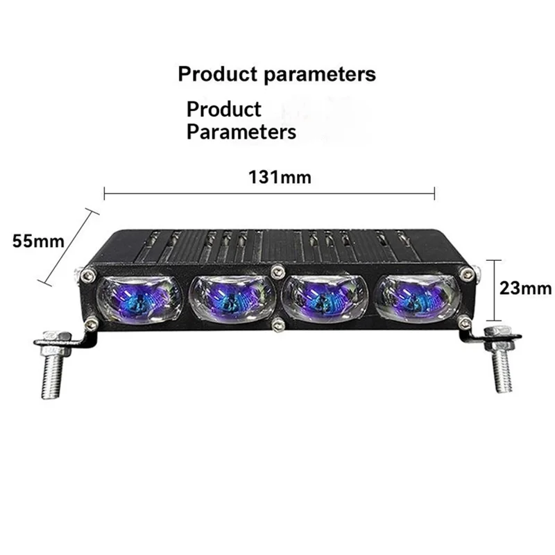 2 pièces de projecteur à 4 LEDs 12000LM 50W, projecteur pour moto, voiture, VTT, lumière étanche IP67 - Noir