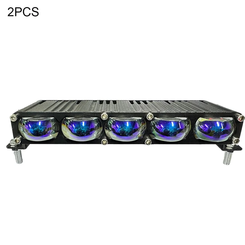 2 pièces de projecteur 5 LEDs 12000LM 60W, projecteur pour moto, voiture, VTT, lumière étanche IP67 - Noir