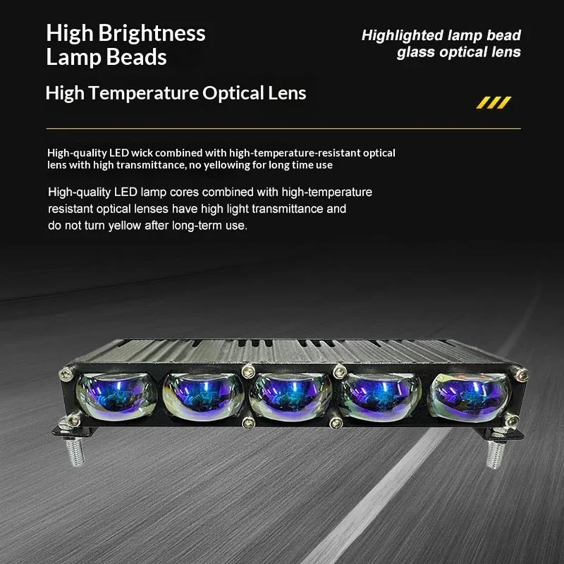2 pièces de projecteur 5 LEDs 12000LM 60W, projecteur pour moto, voiture, VTT, lumière étanche IP67 - Noir