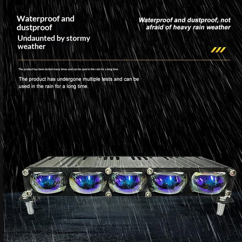 2 pièces de projecteur 5 LEDs 12000LM 60W, projecteur pour moto, voiture, VTT, lumière étanche IP67 - Noir