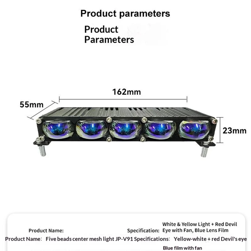 2 pièces de projecteur 5 LEDs 12000LM 60W, projecteur pour moto, voiture, VTT, lumière étanche IP67 - Noir