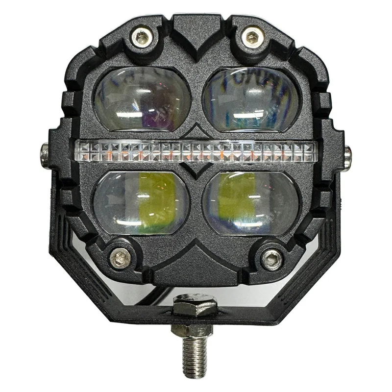 12000LM 65W LED Car Auxiliary Light Yellow White Driving Light with Flowing Amber Warning for Motorcycle SUV ATV - Black