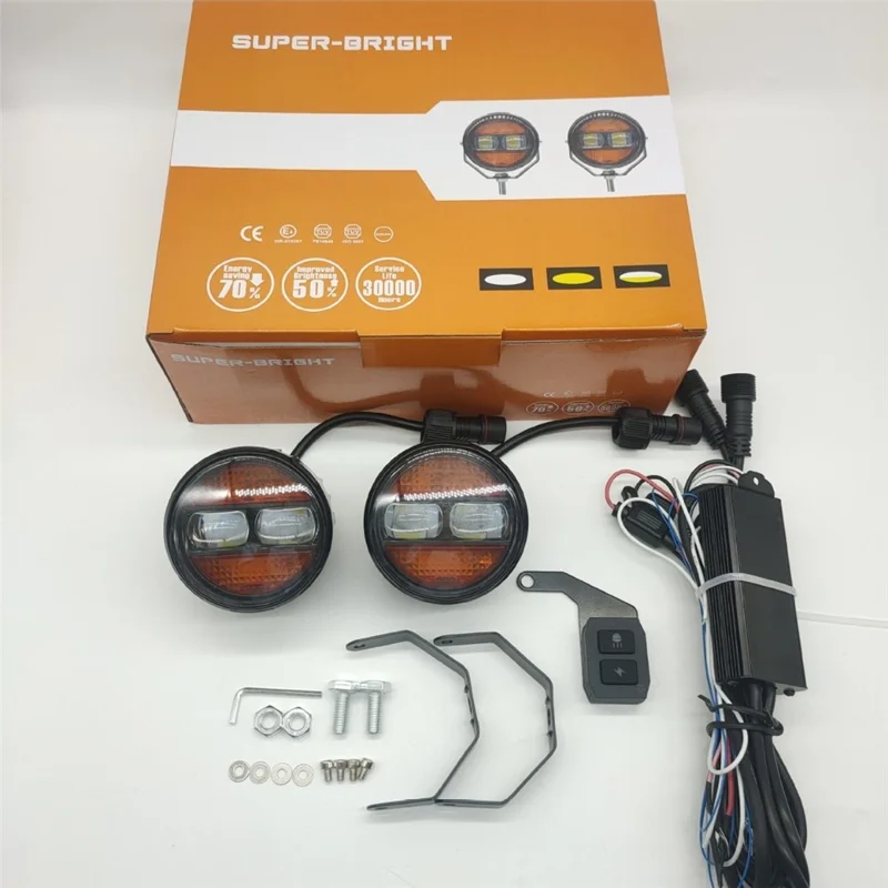 2Pcs / Set White Yellow Light Car LED Spotlight 12000LM 65W Waterproof Daytime Running Light for Motorcycle ATV Off-Road