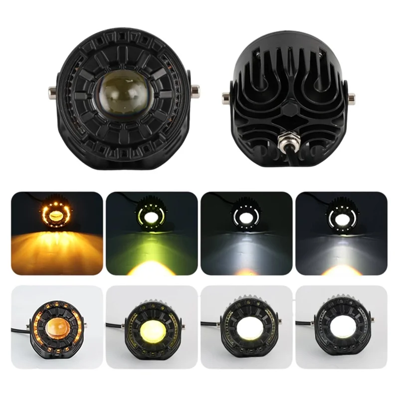 2 Pezzi Faretto LED per Auto 65W 12000LM IP67 Luci di Avvertimento a Flusso per ATV Moto - Nero