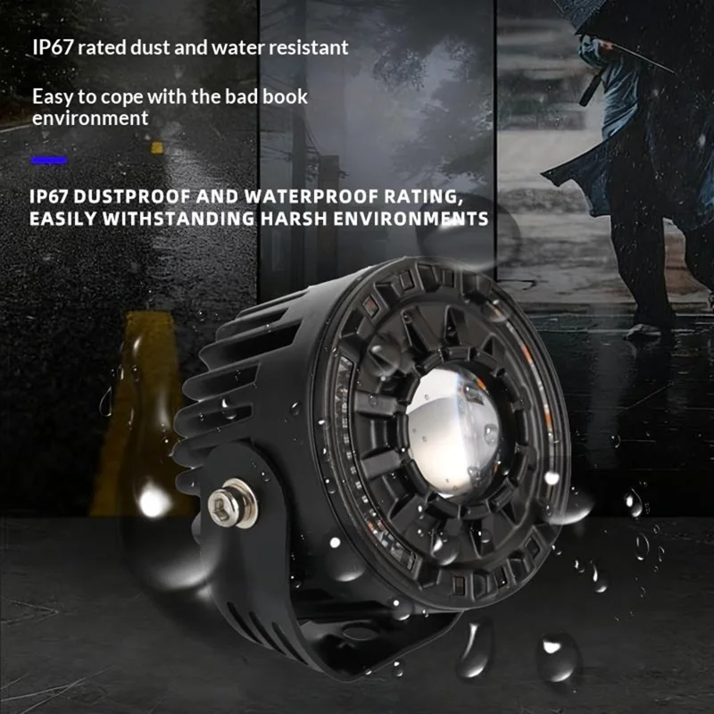 2 Pezzi Faretto LED per Auto 65W 12000LM IP67 Luci di Avvertimento a Flusso per ATV Moto - Nero