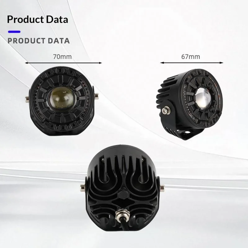 2 Pezzi Faretto LED per Auto 65W 12000LM IP67 Luci di Avvertimento a Flusso per ATV Moto - Nero