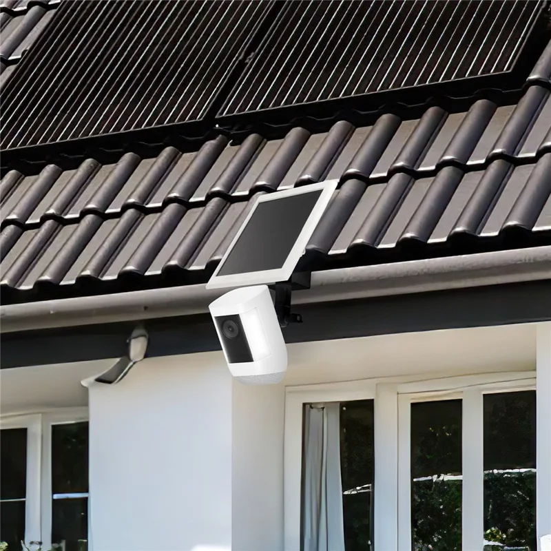 Gutter Mount Bracket No Drilling 360 Degree Adjustable Double Ball Head Clamp for Security Camera Solar Panel Holder Stand - White