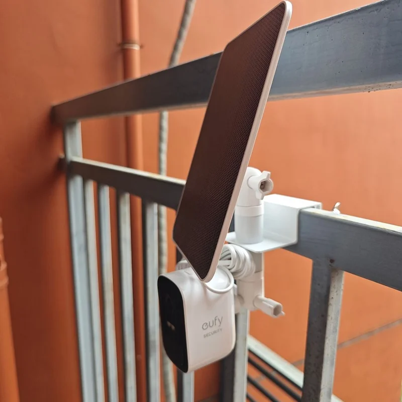Gutter Mount Bracket No Drilling 360 Degree Adjustable Double Ball Head Clamp for Security Camera Solar Panel Holder Stand - White