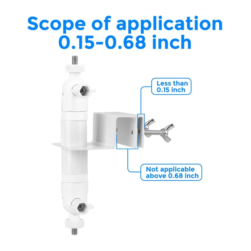 Gutter Mount Bracket No Drilling 360 Degree Adjustable Double Ball Head Clamp for Security Camera Solar Panel Holder Stand - White