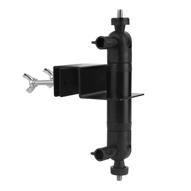 Gutter Mount Bracket No Drilling 360 Degree Adjustable Double Ball Head Clamp for Security Camera Solar Panel Holder Stand - Black